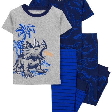 Pijama longo bebê 4 peças listrado e dinossauros multicor | Carter's