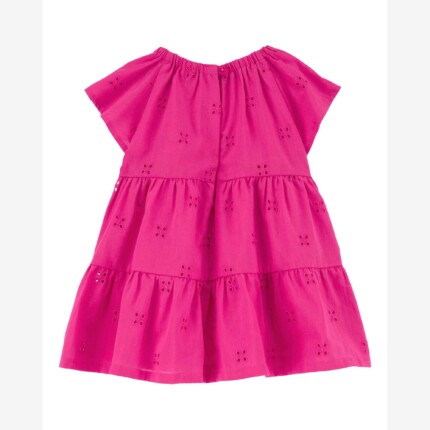 Vestido bebê evasê em laise rosa | Carter's