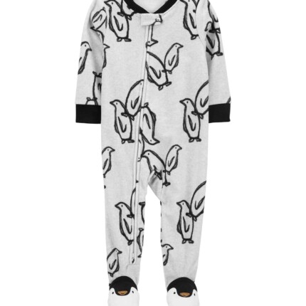 Macacão pijama bebê em fleece pinguim cinza | Carter's