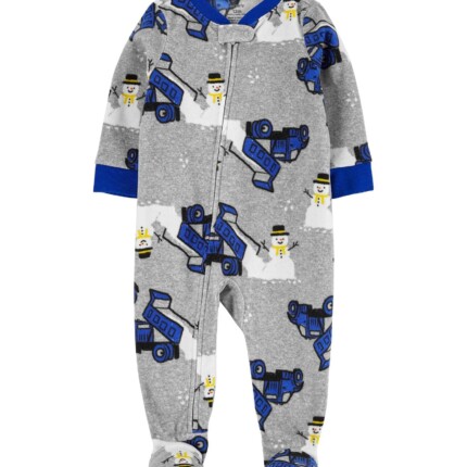 Macacão pijama bebê em fleece caminhão cinza | Carter's