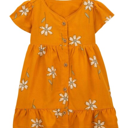 Vestido bebê evasê floral laranja | Carter's