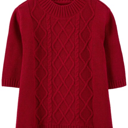 Vestido bebê reto de tricot e calcinha vermelho | Carter's